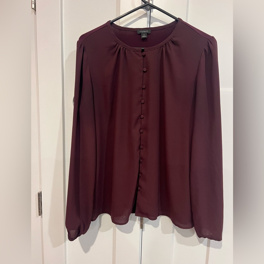 Ann Taylor Factory woman’s medium Deep Burgundy Blouse